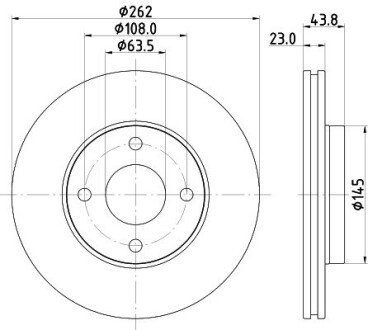 PRO FORD Диск гальмівний передній FIESTA VII 1.0 EcoBoost 17- HELLA 8DD 355 126-601