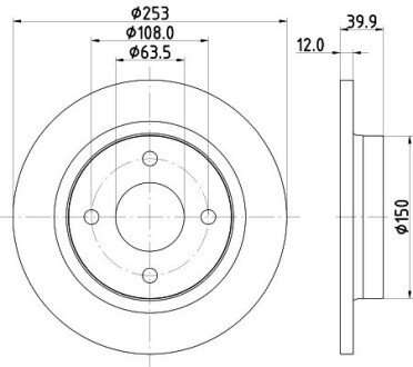 PRO FORD Диск гальмівний задній FIESTA VII 1.0 HELLA 8DD 355 126-611