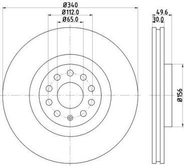 PRO HIGH CARBON AUDI диск гальм. передн. A3, Q3, SEAT, SKODA, VW HELLA 8DD 355 129-241