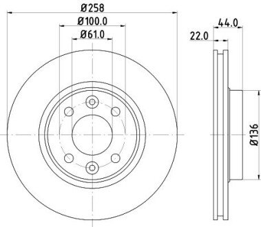 PRO HIGH CARBON RENAULT диск гальмівний передній Sandero, Logan II, Renault, Smart HELLA 8DD 355 129-621