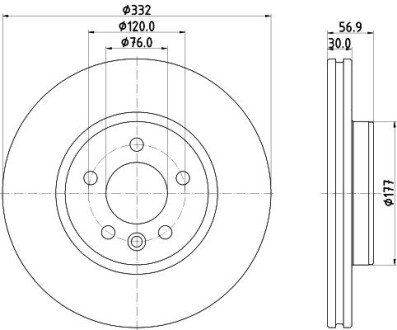 PRO HIGH CARBON VW Диск гальмівний передн. AMAROK 2.0 11- HELLA 8DD 355 132-561