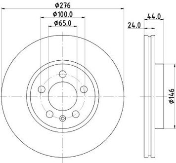 PRO VW Диск гальм. передній Polo, T-Cross, SKODA Scala, Kamiq HELLA 8DD 355 132-891 (фото 1)