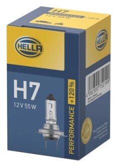 H7 12V 55W Лампа розжарювання PLUS 120% HELLA 8GH 223 498-031