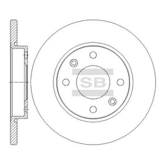 Диск гальмівний (кратно 2) передній Peugeot 206 (07-) (D=247.3mm) HI-Q Hi-Q (SANGSIN) SD5006