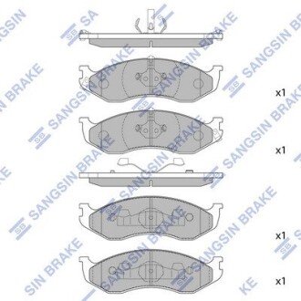 Комплект гальмівних колодок з 4 шт. дисків Hi-Q (SANGSIN) SP1112 (фото 1)