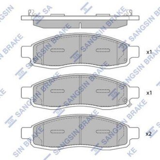 Комплект гальмівних колодок з 4 шт. дисків Hi-Q (SANGSIN) SP1455 (фото 1)