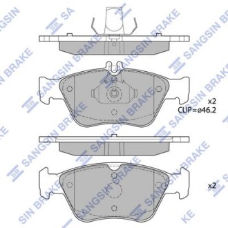 Колодки тормозные передние MB C-CLASS (W202) (-00), E-CLASS (W210) (-02) Hi-Q (SANGSIN) SP1755