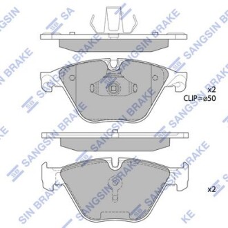 Колодки гальмівні передні BMW 5 (F07, F10, F18) (10-), 6 (F12, F13) (11-), 7 (F01,F02,F03,F04) (11-) HI-Q Hi-Q (SANGSIN) SP1821