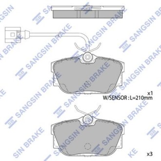 Колодки тормозные задние VW Transporter IV (70XA) (-03) Hi-Q (SANGSIN) SP1984
