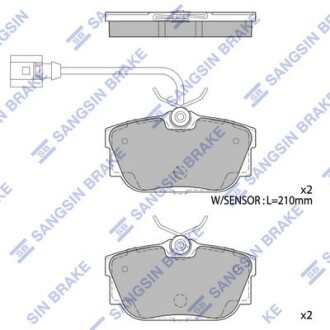 Колодки тормозные задние Ford Galaxy (WGR) (-06), VW Sharan (7M9,7M9,7M6) (-10) Hi-Q (SANGSIN) SP1984A