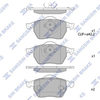 Колодки гальмівні передні Audi A3 (8L1) (-03), Skoda Octavia (-10), VW GOLF III, IV HI-Q Hi-Q (SANGSIN) SP2097A