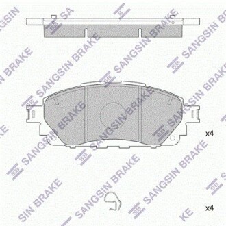 Колодки гальмівні дискові (комплект 4 шт) Hi-Q (SANGSIN) SP4264