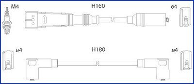 HUCO VW К-кт високовольтних проводІв Golf,Passat,Caddy,Seat HITACHI 134705 (фото 1)