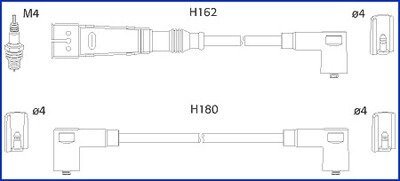 HUCO VW К-кт високовольтних проводІв Polo,Seat Cordoba,Ibiza HITACHI 134784