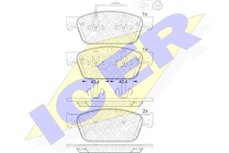 Колодки гальмівні (передні) VW T5/Multivan V 03-15/T6/Multivan VI 15- (+датчик) ICER 141953