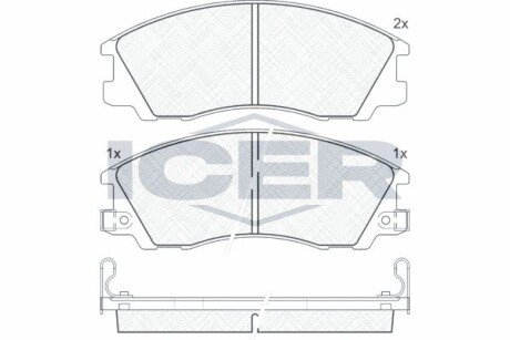 Колодки гальмівні (передні) Hyundai Terracan 01-06 ICER 181539 (фото 1)