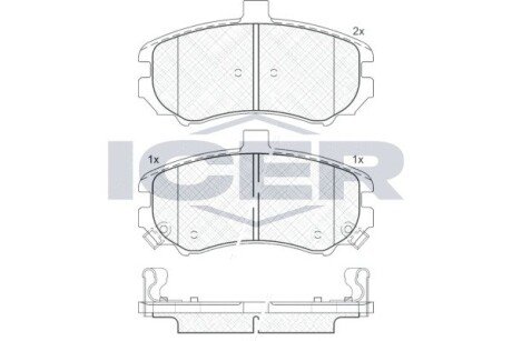 Колодки гальмівні (передні) Hyundai Elantra 00- ICER 181666