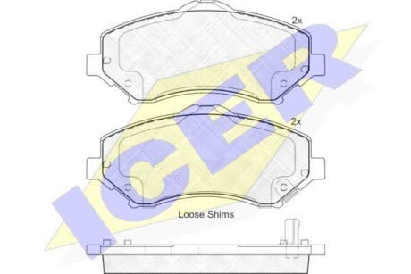 Колодки гальмівні (передні) Chrysler Grand Voyager/07/Dodge Journey 08-/Fiat Freemont 11- ICER 181908-201