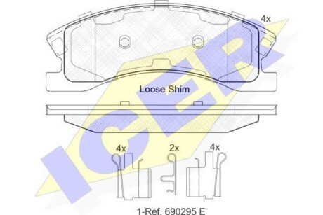 Колодки гальмівні (передні) Jeep Grand Cherokee II 99-05 ICER 182075