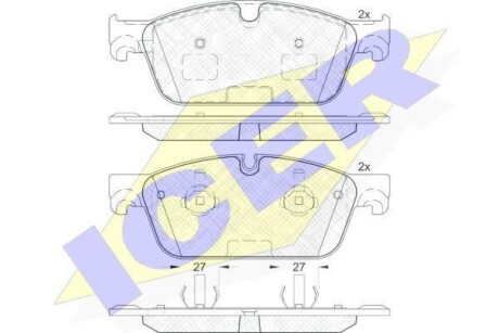 Колодки гальмівні (передні) MB M-class/GLE (W166) 11-18/GL-class (X166) 12-19 ICER 182105
