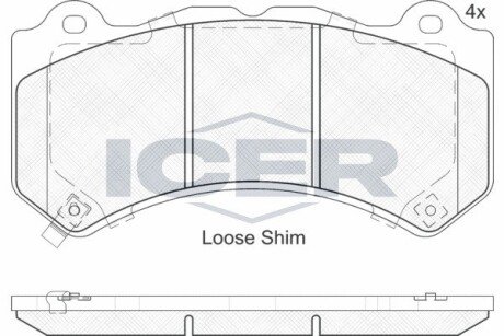 Колодки гальмівні (передні) Jeep Grand Cherokee/Dodge Challenger/Charger/Chevrolet Camaro 10- ICER 182164