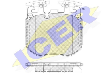 Колодки гальмівні (передні) BMW 2/3/5/6/7/8/X3/X4/X5/X6/X7/i4 15- ICER 182265