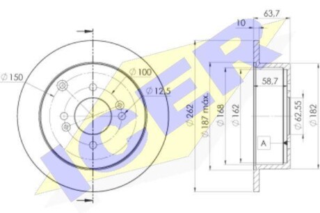 Диск гальмівний (задній) Hyundai Accent/Getz 05-10/i10/i20 08-/Kia Rio 05- (262x10) (з покр.)(повний) ICER 78BD5102-2