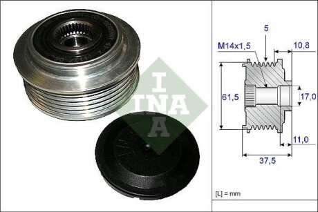 Шків генератора Alfa Romeo 159/Brera/Spider/Fiat Croma 2.4D 05-12 INA 535 0107 10