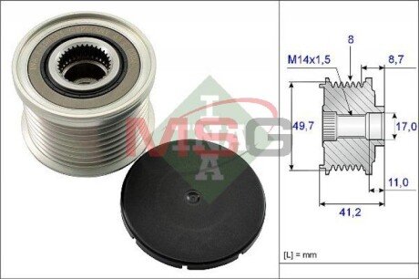 Шків генератора BMW 3 (F30/F80)/5 (F10)/X3 (F25) 09-16, N55 B30 A INA 535014110