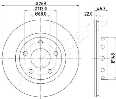 Диск гальмівний задн.(вентил.) AUDI A8 96-01 (269*22) JAPANPARTS DP-0913