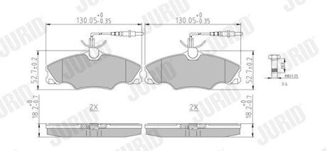 PEUGEOT Тормозные колодки передн. 406 1.6/1.8 95- Jurid 571897J