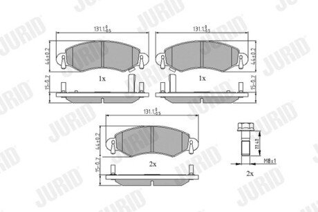 SUZUKI Гальмівні колодки пер. Ignis 03-, Wagon R+ 00-, OPEL Agila 00- Jurid 571981J