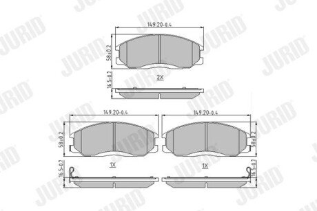 HYUNDAI гальмівні колодки передні H-1,Santa Fe 01-,SsangYong Actyon,Kyron,Rexton 02- Jurid 572453J (фото 1)