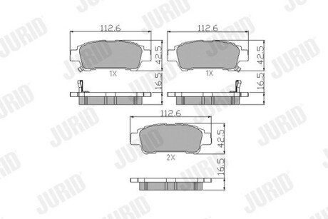 TOYOTA гальмівні колодки задн. Avensis Verso 01-, Previa 00- Jurid 572512J