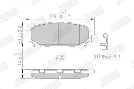 Гальмівні колодки задн. Subaru Forester 02-07 Jurid 572529J