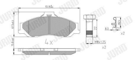 MAZDA гальмівні колодки передні B-serie,BT-50,Ford Ranger 1.8/3.0 96- Jurid 572537J