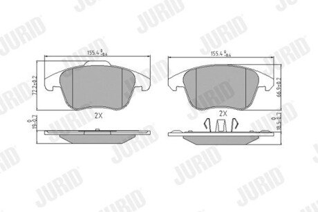 CITROEN гальмівні колодки передні C4 Picasso,Grand Picasso,DS4,5,Peugeot 5008 06- Jurid 573193J