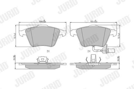 VW Гальмівні колодки перед. AUDI A4,6,8 04- Jurid 573196J