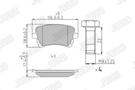 VW гальмівні колодки задн.Audi A4/6/8,T5 03- Jurid 573219J