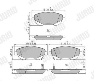 TOYOTA Гальмівні колодки передн. Avensis 08- Jurid 573631J