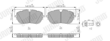 PEUGEOT гальм. колодки перед. 308 II 2.0 GT BlueHDi 180 14-21, 508 II 2.0 BlueHDI 160 18- Jurid 573697J