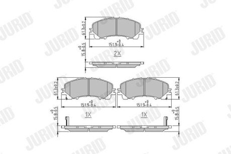 NISSAN колодки гальм. передн. X-Trail 1.6dCi 13-,Infiniti Q50 Jurid 573789J (фото 1)