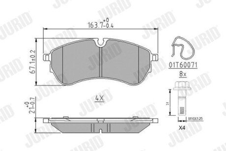 VW гальмівні колодки передн. CRAFTER 16- Jurid 573831J