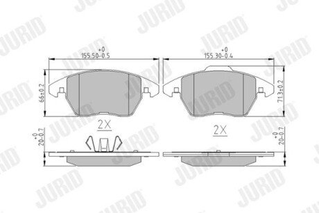 AUDI гальм колодки передн. A1 1.8 TFSI 15-18, SEAT IBIZA IV SC 1.8 TSI Cupra 15-16, VW BEETLE 2.0 TDI 14-18 Jurid 573852J