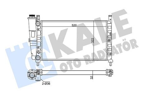 FIAT Радіатор охолодження двиг. Fiorino 1.4/1.6 94- Kale 342265