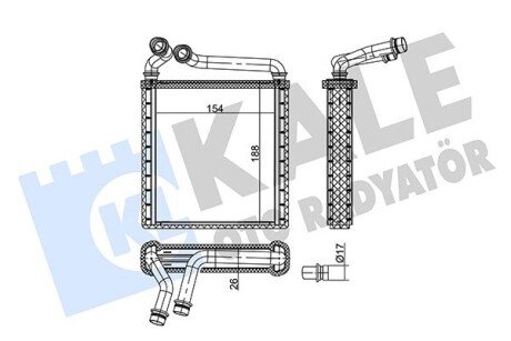 Радіатор отопителя VW Passat (05-), Golf (04-), Passat CC (08-), Tiguan (08-)/Skoda Superb (08-) OTO RADYATOR Kale 346745