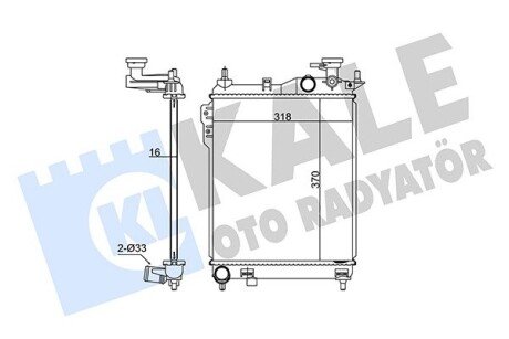 Радіатор охолодження двигуна (паяний) Hyundai Getz (02-) МКПП 1.1i, 1.3i, 1.4i, 1.6i OTO RADYATOR Kale 348330