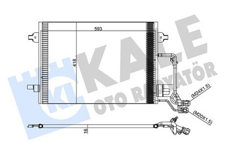 VW Радіатор кондиціонера (конденсатор) без осушувача Audi A6 97- Kale 375600