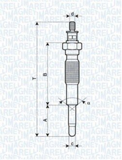 Свічка розжарювання Ford Ranger 2.5D/Mazda 323 1.6-2.0D/Suzuki Vitara 2.0TD -06 (UC46A) MAGNETI MARELLI 062900063304