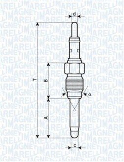 Свічка розжарювання FIAT Brava 1.9JTD, Marea. MAGNETI MARELLI 062900084304